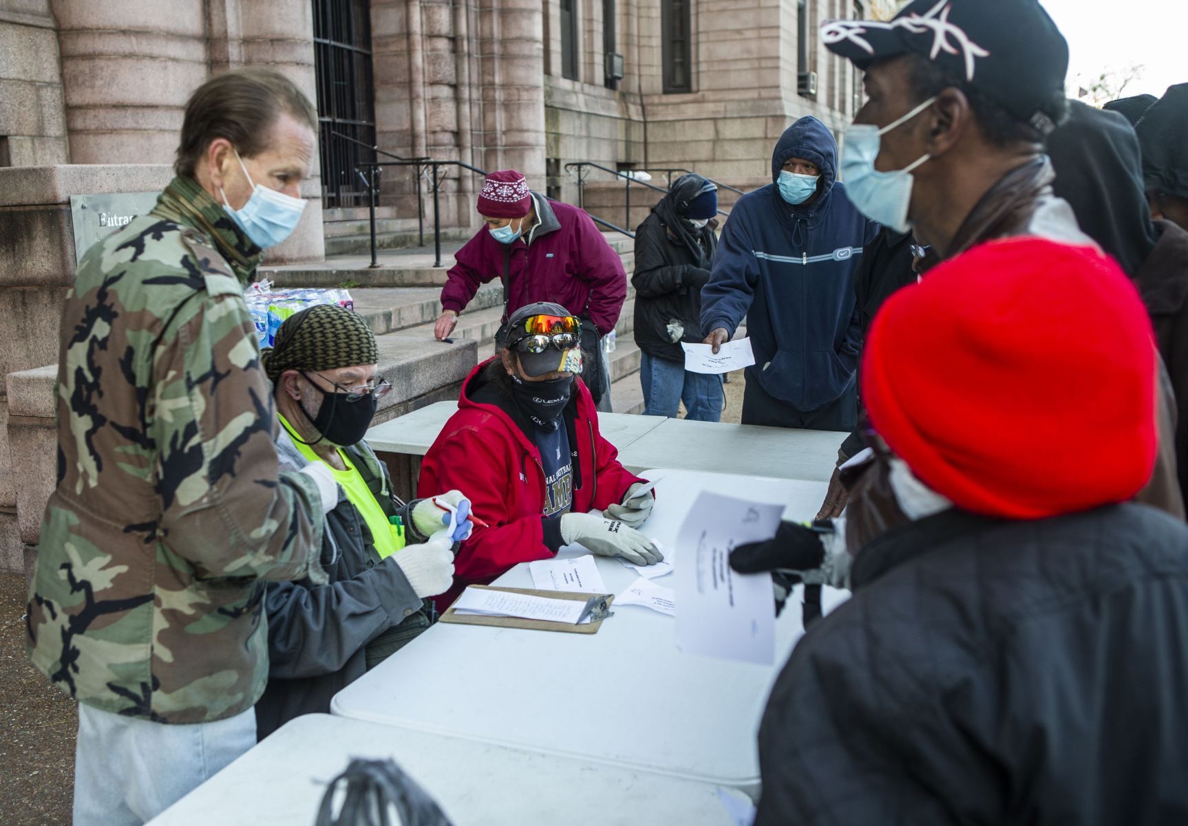 PPE and other resources distributed to the homeless at City Hall